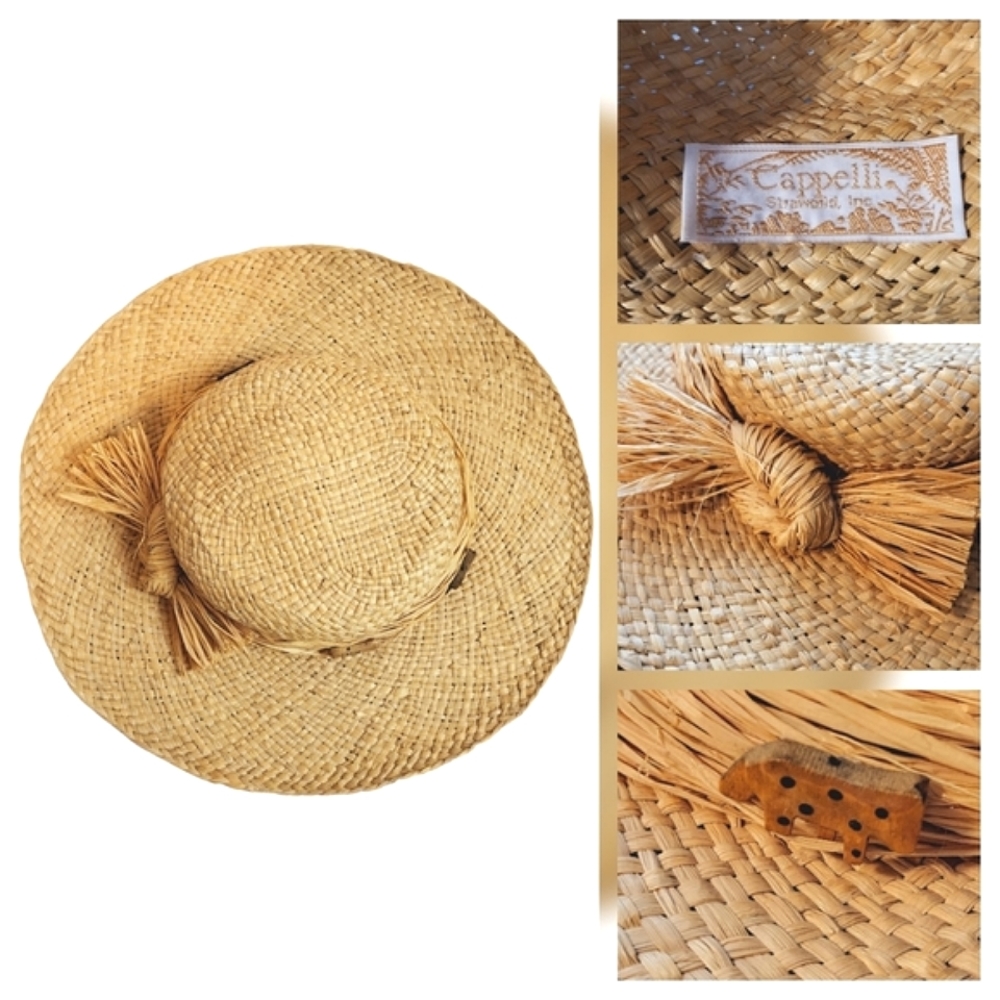 Vintage Capelli Straw Raffia Beach Sun Hat